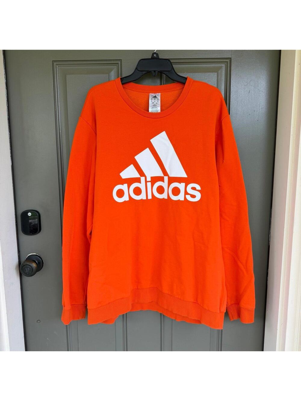 Adidas Essentials Big Logo Fleece Crewneck Sweatshirt - Orange - Men’s XL